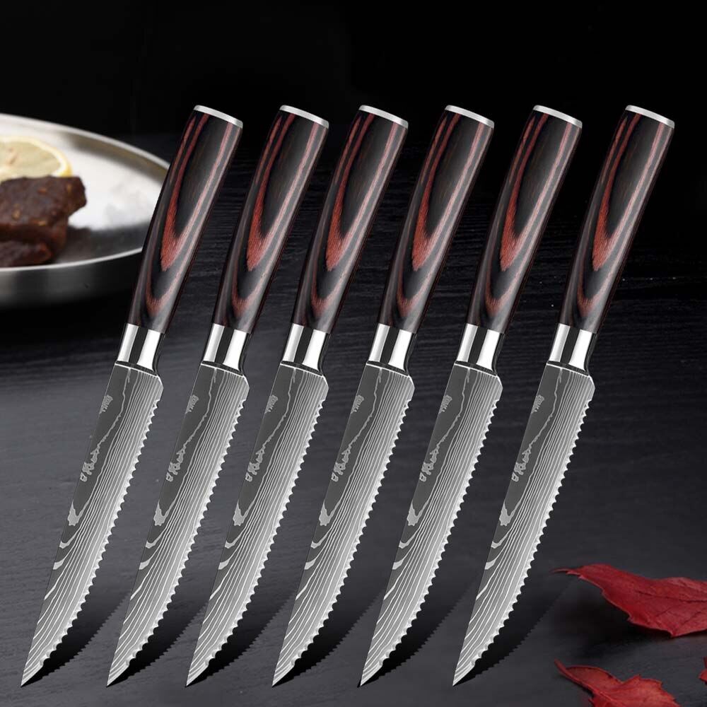 Damascus Laser Grain Steak Knife Carving Knife Slicing Knife Dining Kitchen Knife Kitchen Cooking Tool พร้อมส่งส่งจากร้าน Malcolm Store กรุงเทพฯ