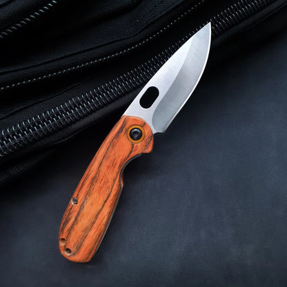 1 piece, stainless steel non-slip wooden handle knife, multi-purpose folding knife, portable fruit knife outdoor camping picnic