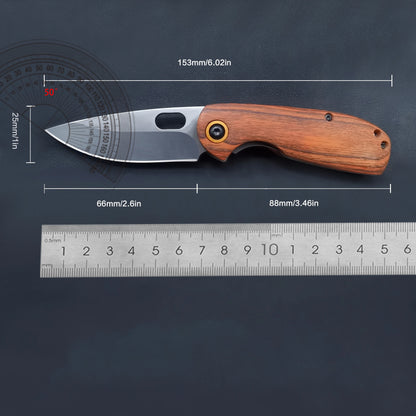 1 piece, stainless steel non-slip wooden handle knife, multi-purpose folding knife, portable fruit knife outdoor camping picnic