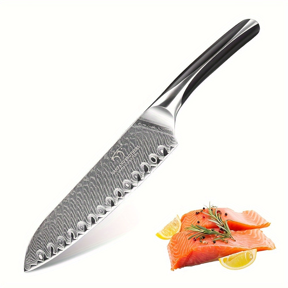 1pc, Knife, 7 Inch Santoku Knife, Professional Japanese Style Kitchen Knife, VG10 High Carbon 67-Layer Damascus Forged Knife, Non-slip ABS Ergonomic Handle Knife, Kitchen Stuff