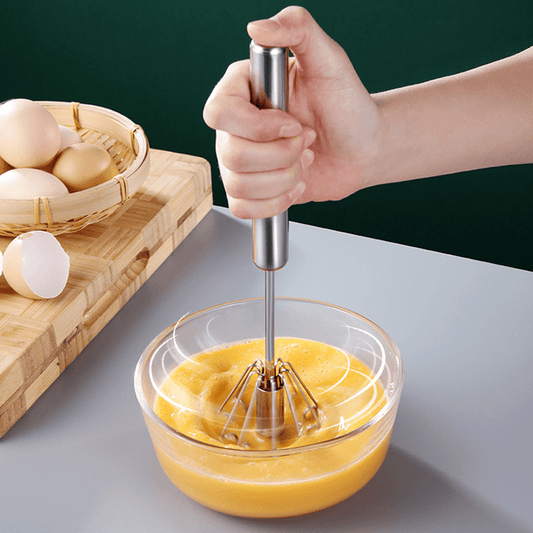 1pc 304 Stainless Steel Semi-Automatic Egg Beater - Self-Turning Cream Whisk for Effortless Mixing in the Kitchen,kitchen ware