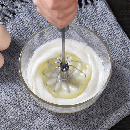 1pc 304 Stainless Steel Semi-Automatic Egg Beater - Self-Turning Cream Whisk for Effortless Mixing in the Kitchen,kitchen ware