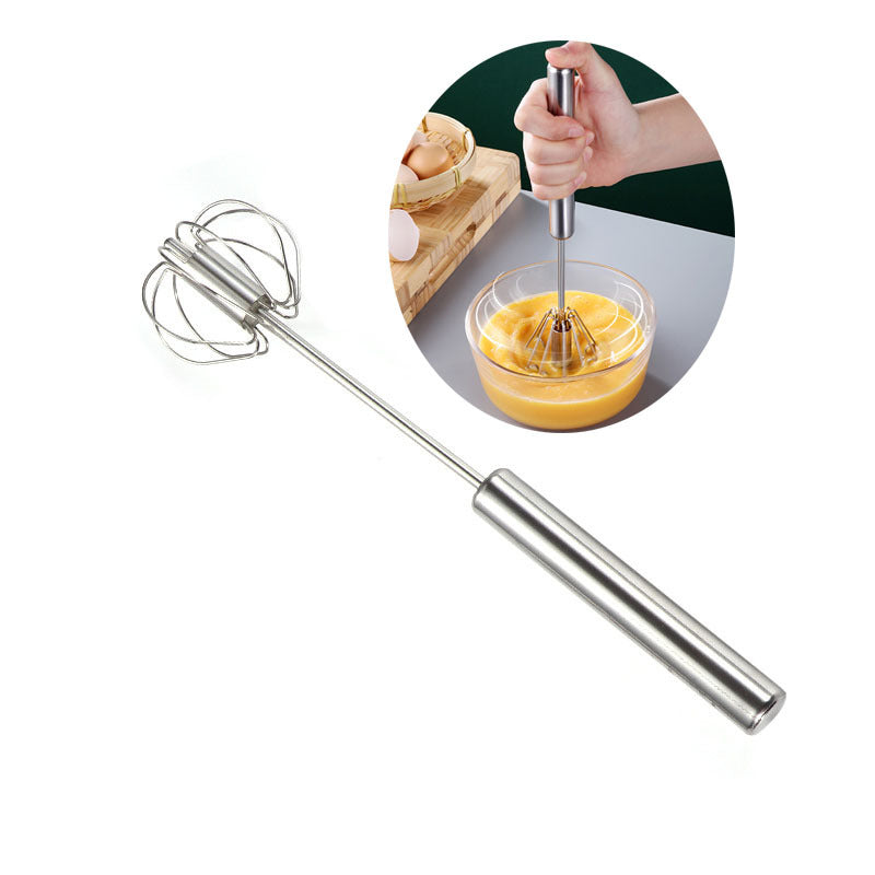 1pc 304 Stainless Steel Semi-Automatic Egg Beater - Self-Turning Cream Whisk for Effortless Mixing in the Kitchen,kitchen ware