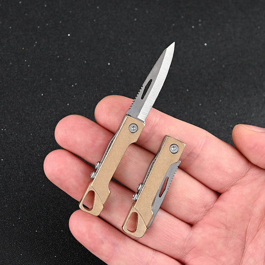 Brass Mini Folding Knife Sharp Remove Delivery Knife Keychain Portable Pocket Unpacking Knife