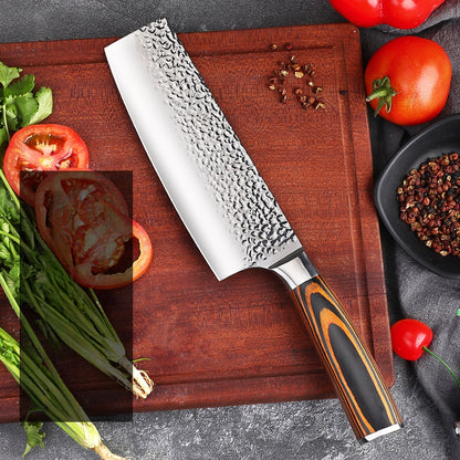 1pc Damascus Pattern Kitchen Knife, Sharp Stainless Steel Chef Knife For Home And Outdoor