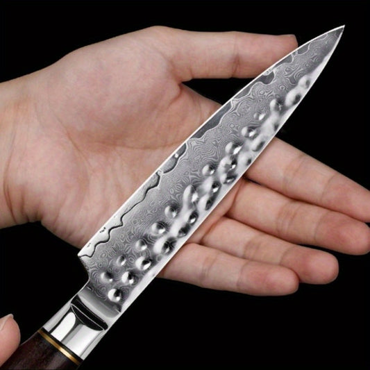 1pc Damascus Steel Pattern 5" Steak Knife, Sharp Fruit Knife