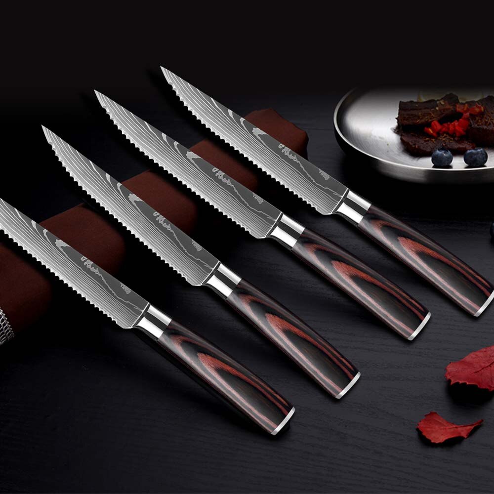 Damascus Laser Grain Steak Knife Carving Knife Slicing Knife Dining Kitchen Knife Kitchen Cooking Tool พร้อมส่งส่งจากร้าน Malcolm Store กรุงเทพฯ