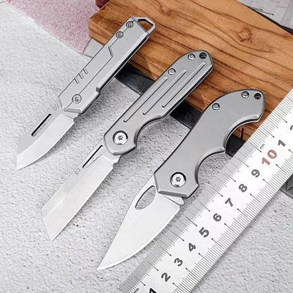 3, stainless steel box cutter folding surgical blade EDC mini knife carving knife carry open case key chain knife