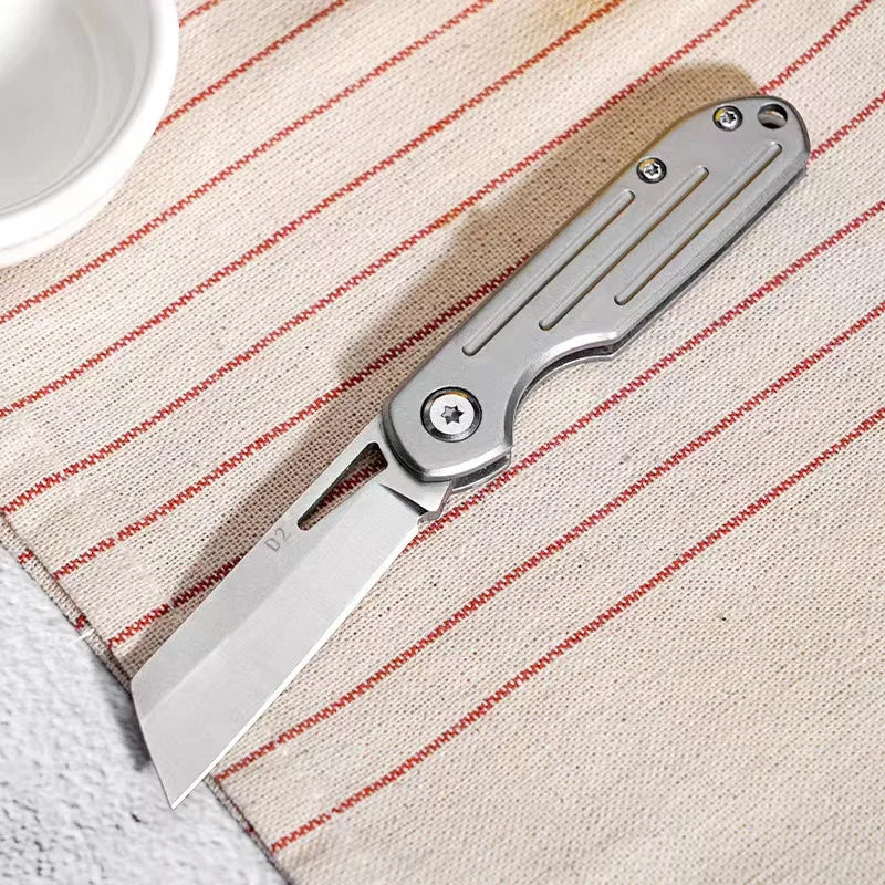 3, stainless steel box cutter folding surgical blade EDC mini knife carving knife carry open case key chain knife