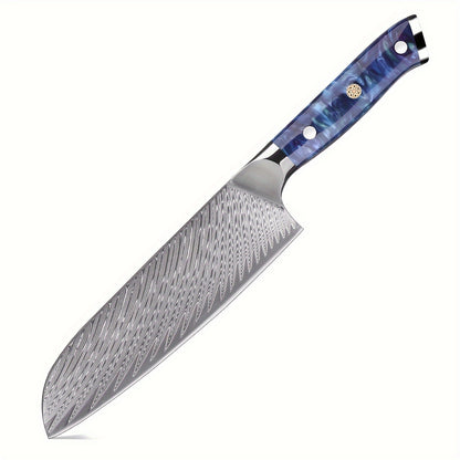 7 Inch Santoku Knife, Japanese Damascus Kitchen Knife, Professional Slicing Knife, Razor Sharp & Ergonomic Handle Design