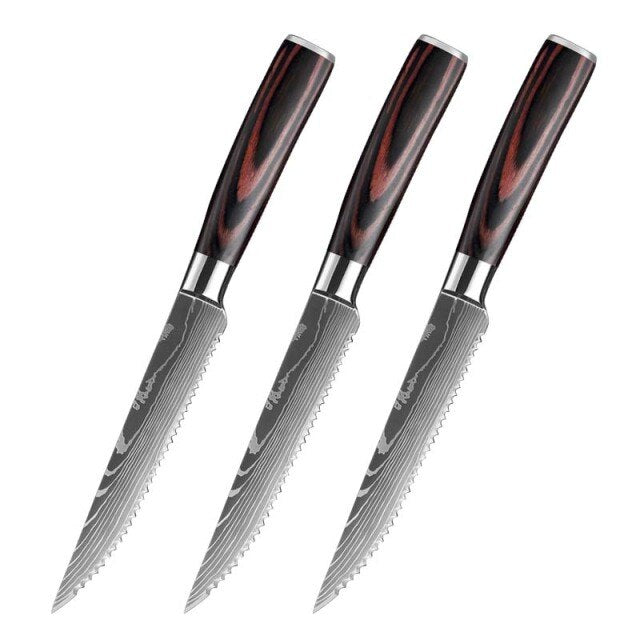 Damascus Laser Grain Steak Knife Carving Knife Slicing Knife Dining Kitchen Knife Kitchen Cooking Tool พร้อมส่งส่งจากร้าน Malcolm Store กรุงเทพฯ