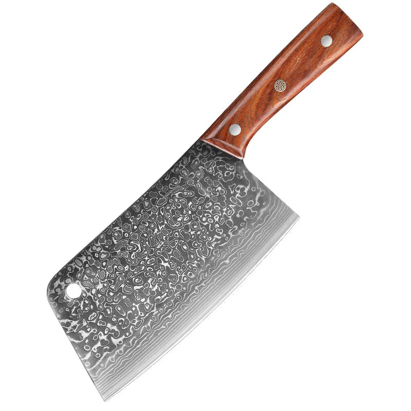 67-layer Damascus Steel Bone Cleaver Chef's Special Dual-purpose Bone Cutting Knife with Thickened Wooden Handle Bone Knife