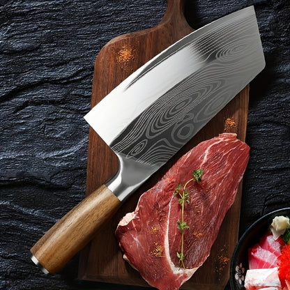 1pc Stainless Steel Asian Chef's Knife, Damascus Meat And Vegetable Cutting Knife, Household Kitchen Chef's Knife, Kitchen Stuff Kitchen Accessories Home Kitchen Items