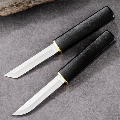 2pcs/set, Knife, Mini Katana Knife, Tanto Fixed Blade Knife, Comfortable Handle Japanese Sword Letter Opener For Display Collection Gift, Plastic Handle Stainless Steel Fruit Knife, Boning Knife, Meat Cleaver Butcher Chopping Cutter, Kitchen Stuff