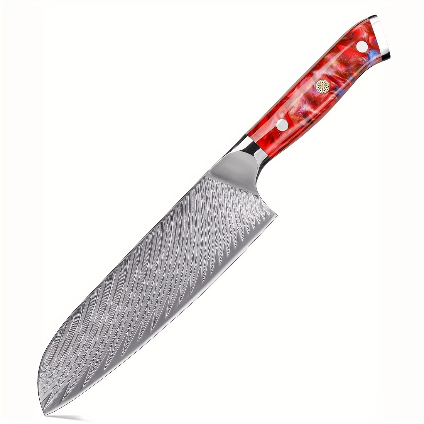 7 Inch Santoku Knife, Japanese Damascus Kitchen Knife, Professional Slicing Knife, Razor Sharp & Ergonomic Handle Design