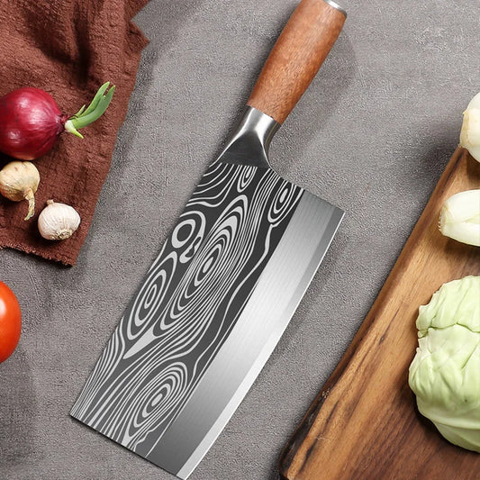 8 inch Kitchen Knife Professional Chef Knife Stainless Steel Damascus Laser Meat Cleaver Slicing Knife Kitchen Accessories