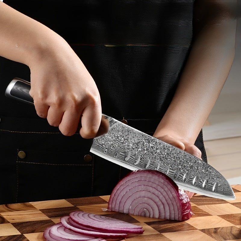 1pc, Damascus Chef Knife - Professional Kitchen Knife Set with Stainless Steel Blades for Effortless Slicing and Dicing