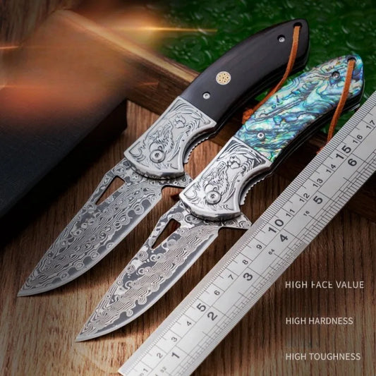 "Damascus"z folding blacksmith Legendary Assassin outdoor folding knife camping mountaineering fishing portable collector fruit k