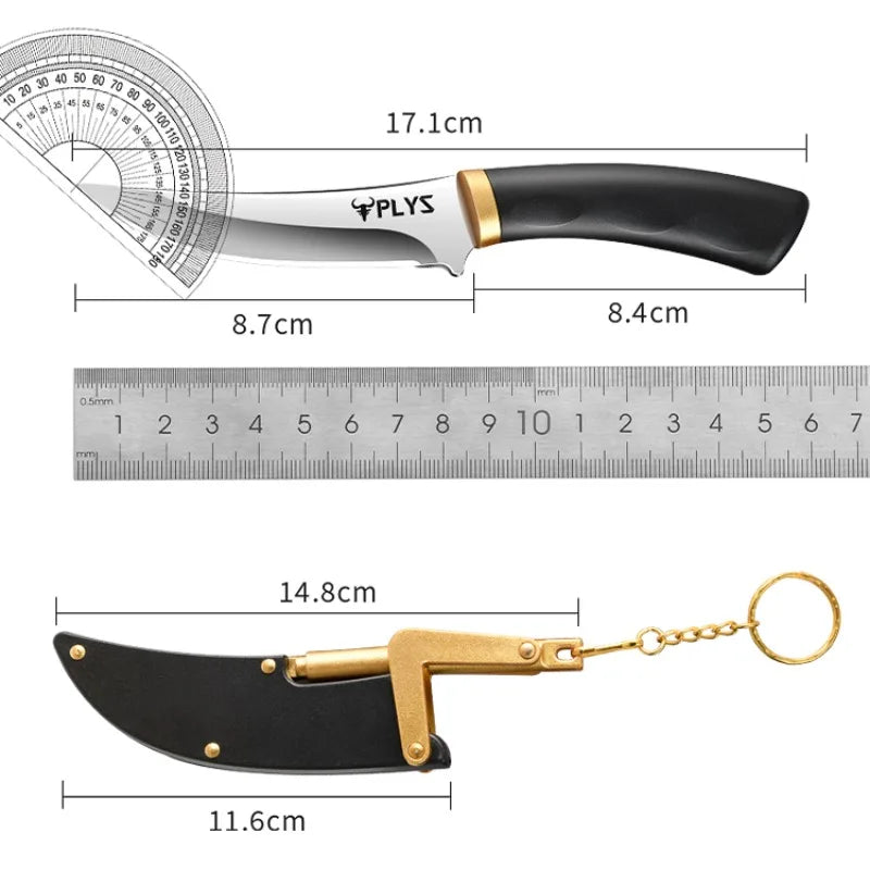 Black Gold Small Machete, Fruit Knife Folding Portable Mini Pocket Knife, Sharp High Hardness Outdoor Knife