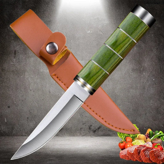 Boning Knife Meat Cleaver Stainless Steel Kitchen Mongolian Hand Meat Fruit Knife Roasted Whole Lamb Steak Knife with Cover