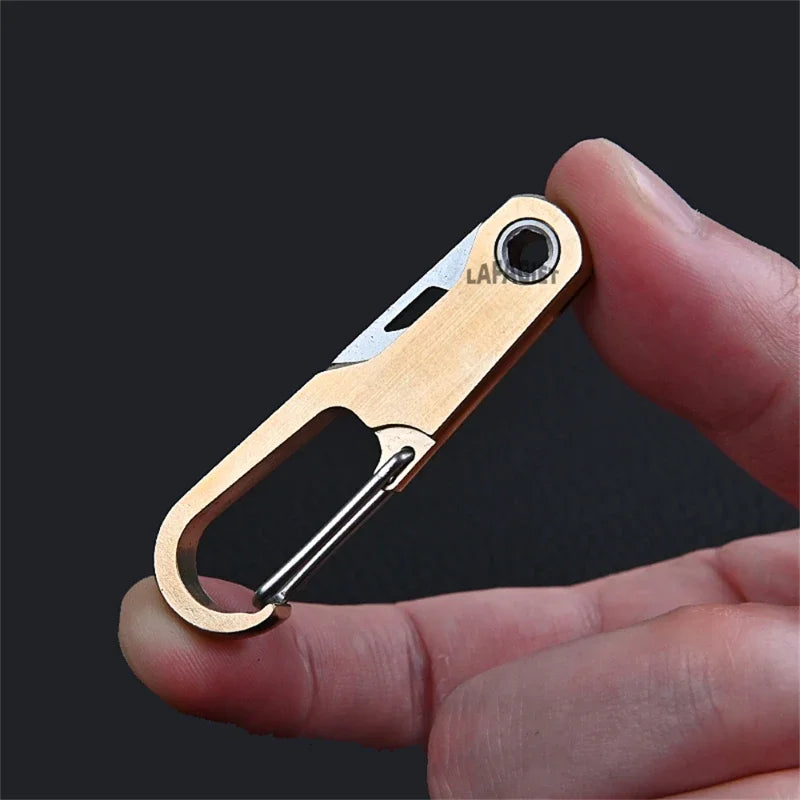 Brass Keychain Pocket Knife Buckle EDC Portable Pendant Mini Folding Blade Knife Unboxing Rope Self-defense Sharp Cutting Tool