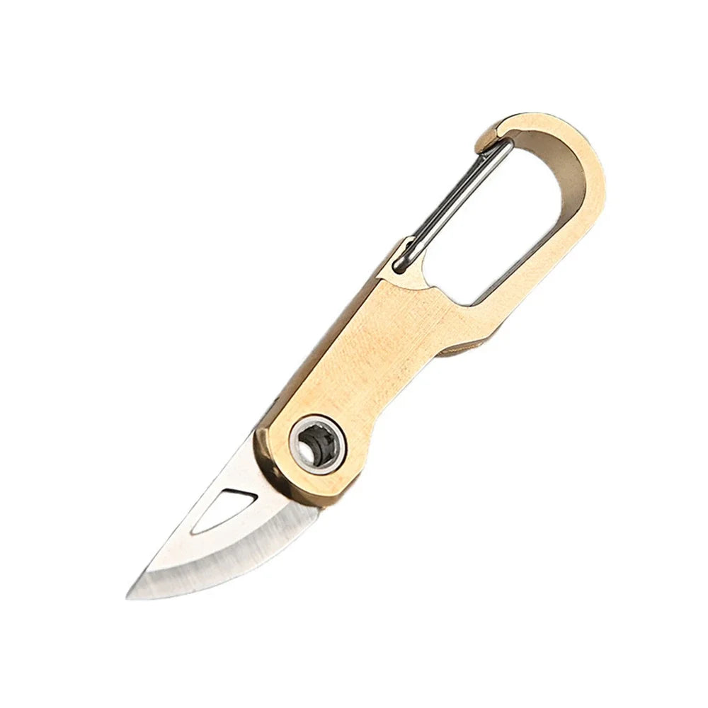 Brass Keychain Pocket Knife Buckle EDC Portable Pendant Mini Folding Blade Knife Unboxing Rope Self-defense Sharp Cutting Tool