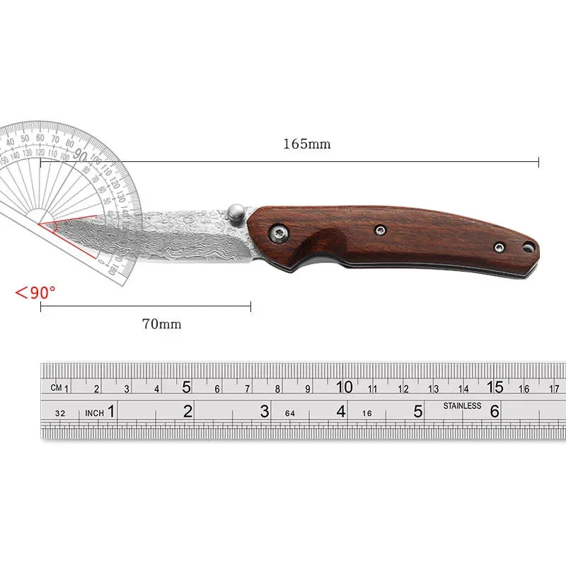 Damascus Steel Outdoor Folding Knife Mini Portable Self Defense Knife for Men Military Tactical Pocket Knives for Hunting