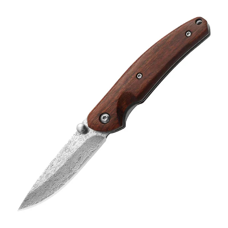 Damascus Steel Outdoor Folding Knife Mini Portable Self Defense Knife for Men Military Tactical Pocket Knives for Hunting