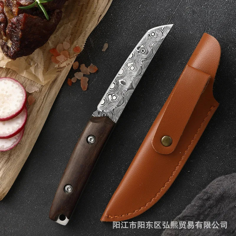 Damascus steel-knife multi-purpose with a knife sheath fruit knife outside Mongolia hand meat-knife eat sheep roast-knife