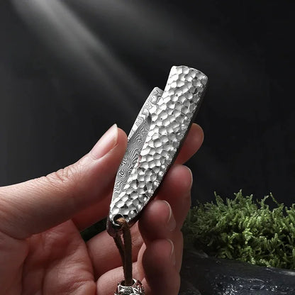 Damascus steel, outdoor EDC pocket knife, multi-purpose fruit knife, folding knife, cutter, hiking, barbecue