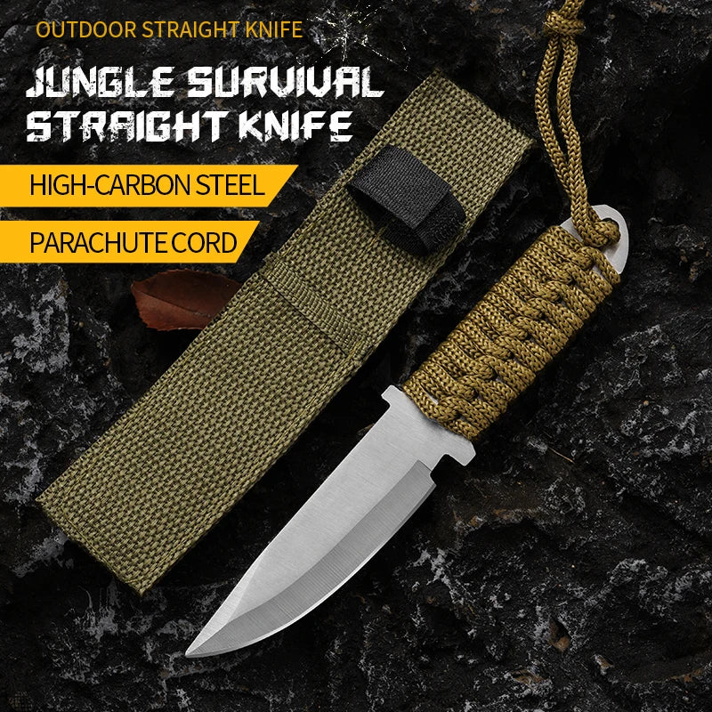 EDC Outdoor Pocket Knife Stainless Steel Outdoor Survival Knife Portable Military Tactical Knife for Self Defense Hiking Fruit