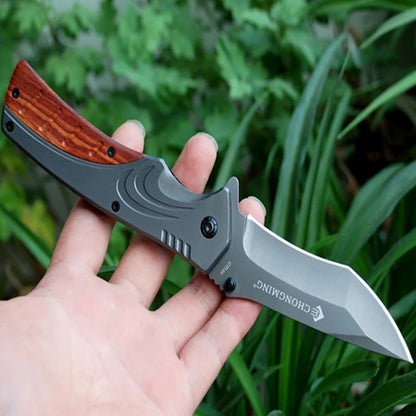 Folding Blade Knife 7CR17Mov Steel Blade + Rosewood Steel Handle Tactical Camping Knife Combat Survival Pocket Knife EDC Tools