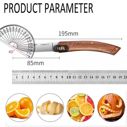 Folding Fruit Knife Stainless Steel  Sharp Pocket Knife Wooden Handle Kitchen Accessories Portable Outdoor Camping Knives