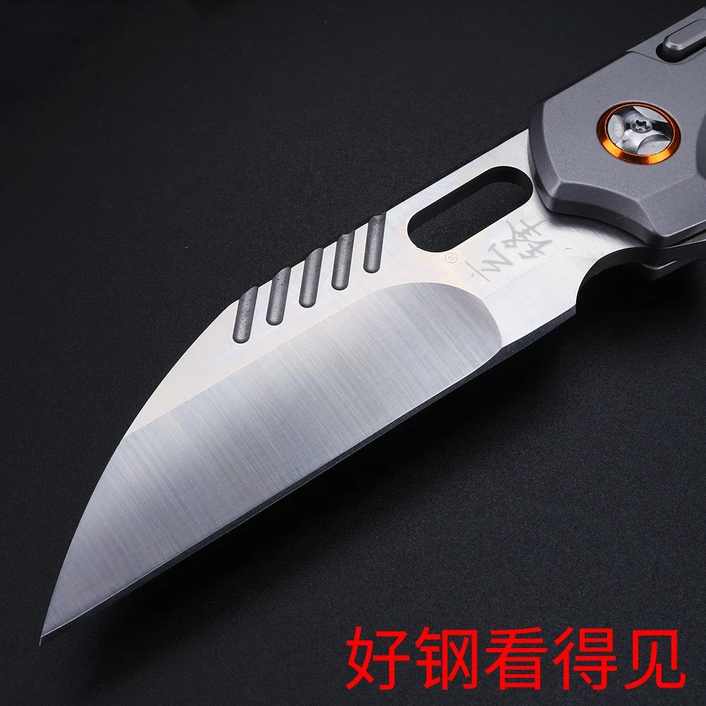 Folding fruit knife 9cr18 steel high hardness sharp angle camping hunting knife CNC process multifunctional pocket knife