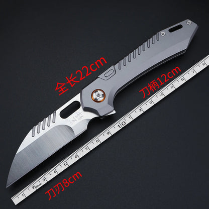 Folding fruit knife 9cr18 steel high hardness sharp angle camping hunting knife CNC process multifunctional pocket knife