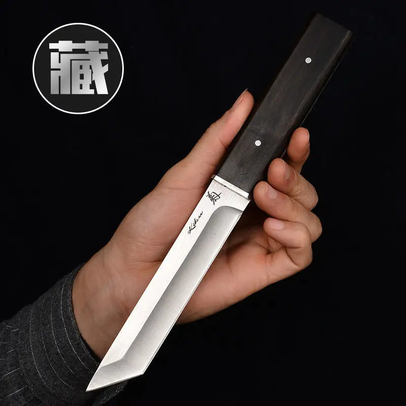 Full Tang Japaness Style D2 Steel Tanto Blade Wood Handle Tactical Hunting Knife Bushcraft Self Defense SurvivalCamping Edc Tool