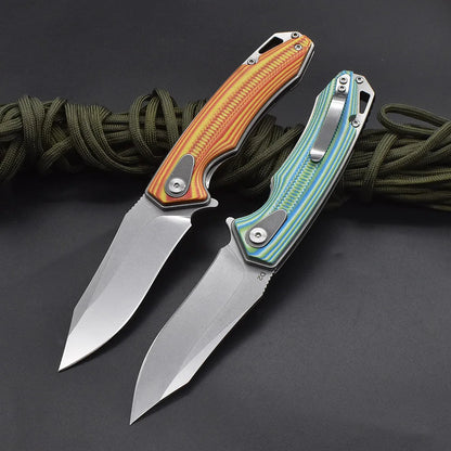 Kesiwo Herringbone Folding Knife D2 Blade G10 Handle Pocket Survival Hunting Knife Tactical EDC Kitchen Outdoor Camping Knife