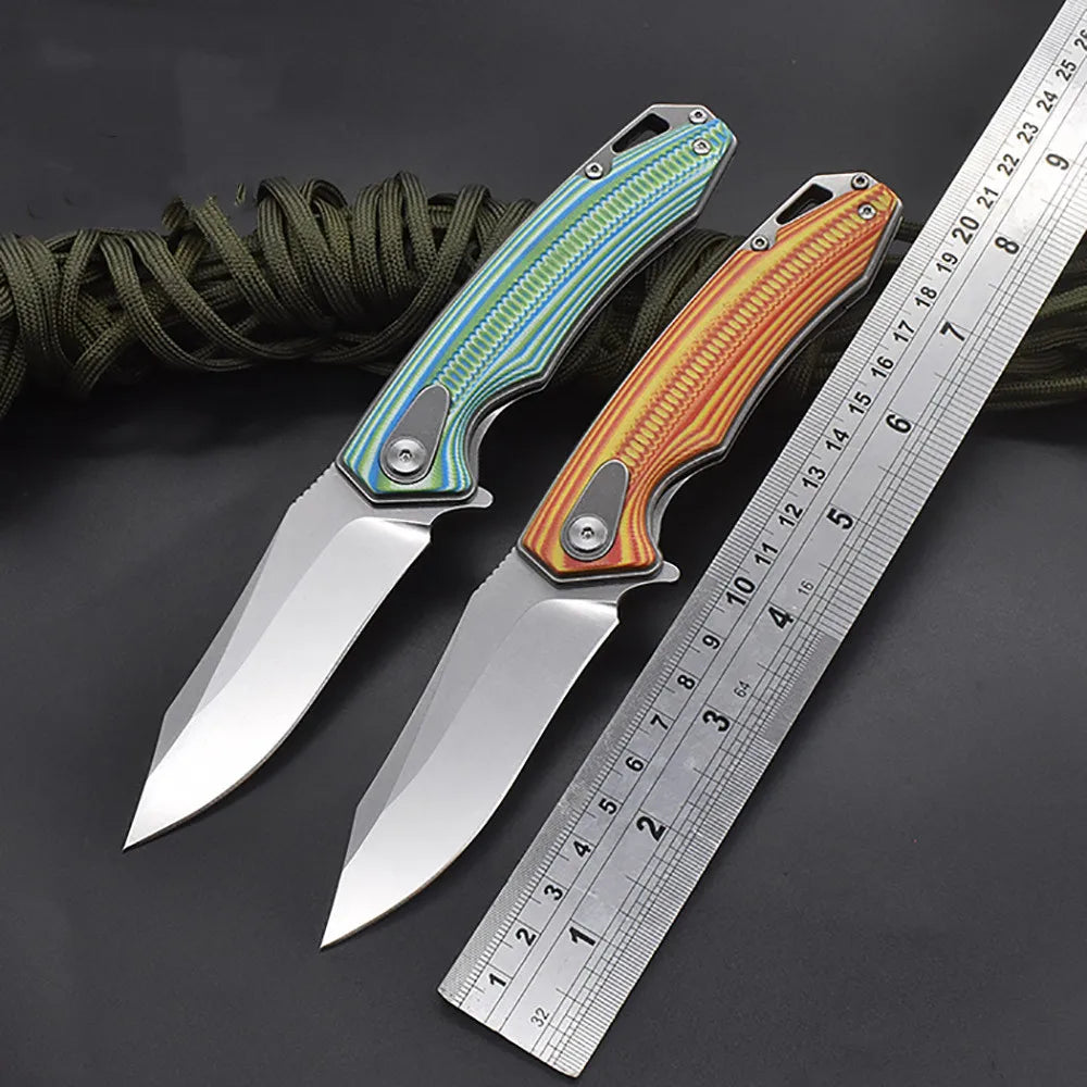 Kesiwo Herringbone Folding Knife D2 Blade G10 Handle Pocket Survival Hunting Knife Tactical EDC Kitchen Outdoor Camping Knife