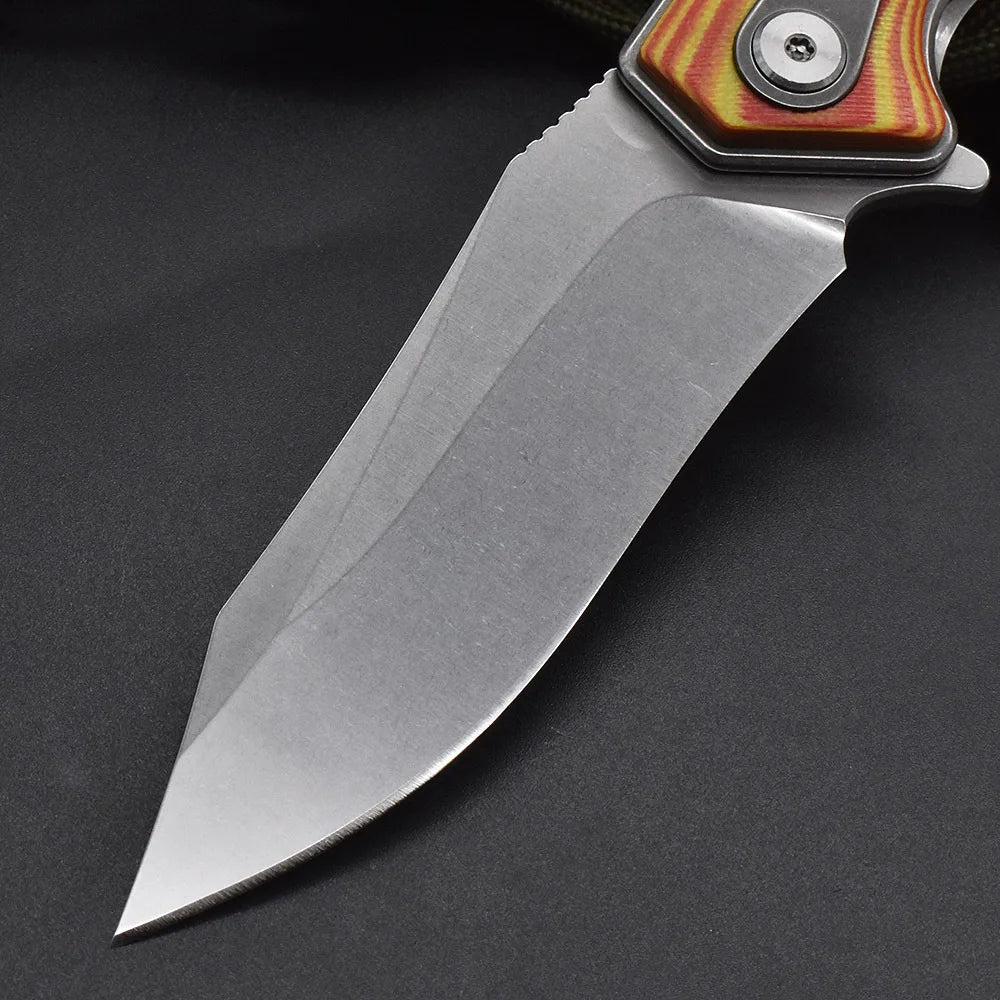 Kesiwo Herringbone Folding Knife D2 Blade G10 Handle Pocket Survival Hunting Knife Tactical EDC Kitchen Outdoor Camping Knife