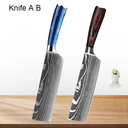 "Damascus"Kitchen Chef Knife Meat Cleaver Slicing Fish Vegetable Cutting Stainless Steel Japanese Boning Knives Forged Deboning BBQ Tool