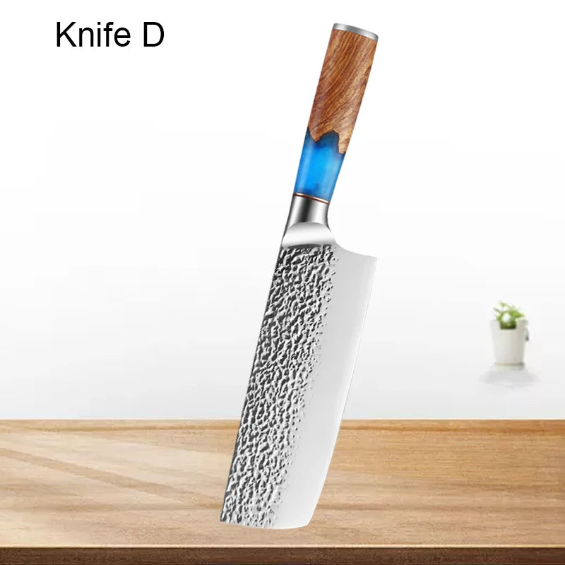 "Damascus"Kitchen Chef Knife Meat Cleaver Slicing Fish Vegetable Cutting Stainless Steel Japanese Boning Knives Forged Deboning BBQ Tool