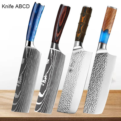 "Damascus"Kitchen Chef Knife Meat Cleaver Slicing Fish Vegetable Cutting Stainless Steel Japanese Boning Knives Forged Deboning BBQ Tool