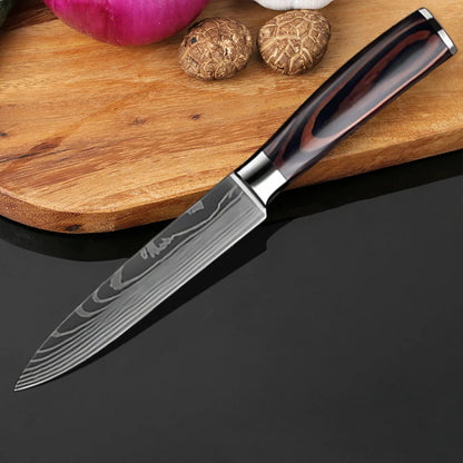 Kitchen Knife Boning Butcher Knife Damascus Pattern Stanless Steel Japanese Santoku Knife Cleaver Slicing Utility Knife