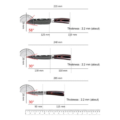 Kitchen Knife Boning Butcher Knife Damascus Pattern Stanless Steel Japanese Santoku Knife Cleaver Slicing Utility Knife