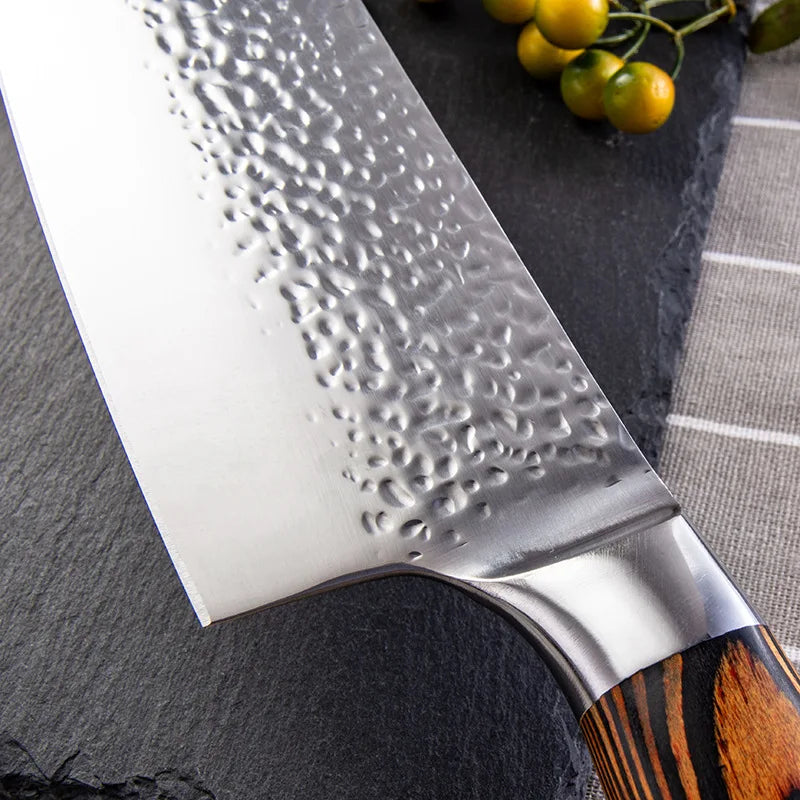 Kitchen knife Chef Japanese Knife Damascus Hammer Pattern Knife Meat Nakiri gyuto butcher knife Utility Slicing Santoku knife