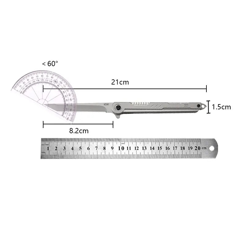 M390 Steel Feather Pattern Folding Knife Outdoor Camping Pocket Knife Portable Fruit Knife High Hardness Folding Knife