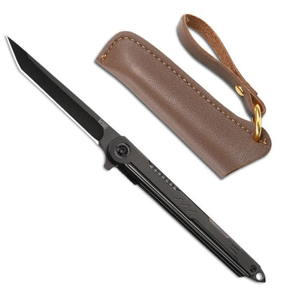 M390 Steel Feather Pattern Folding Knife Outdoor Camping Pocket Knife Portable Fruit Knife High Hardness Folding Knife