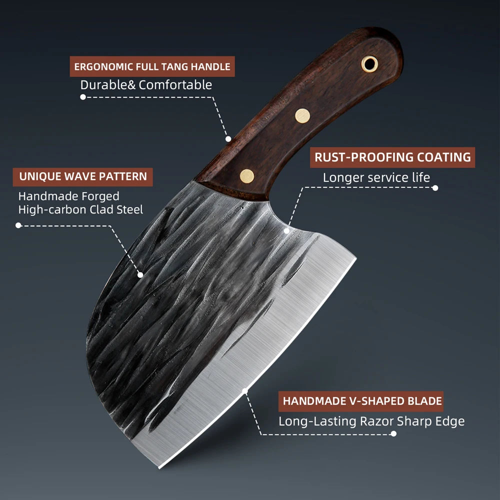 Meat Cleaver Butcher Kitchen Knife Chef Knife With Sheath Handmade Heavy Duty Bone Chopping Cutter