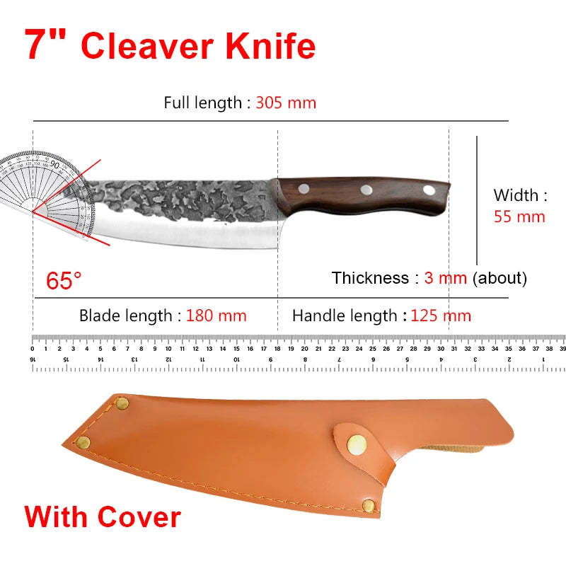 Meat Cleaver Butcher Kitchen Knife Stainless Steel Meat Chopping Chef Fish Vegetables Slicing Butcher Knife With Sheath