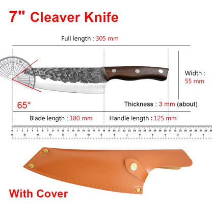 Meat Cleaver Butcher Kitchen Knife Stainless Steel Meat Chopping Chef Fish Vegetables Slicing Butcher Knife With Sheath